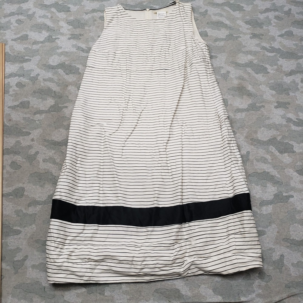 'S' Max Mara Dress Womens 14 White Back Zip Striped